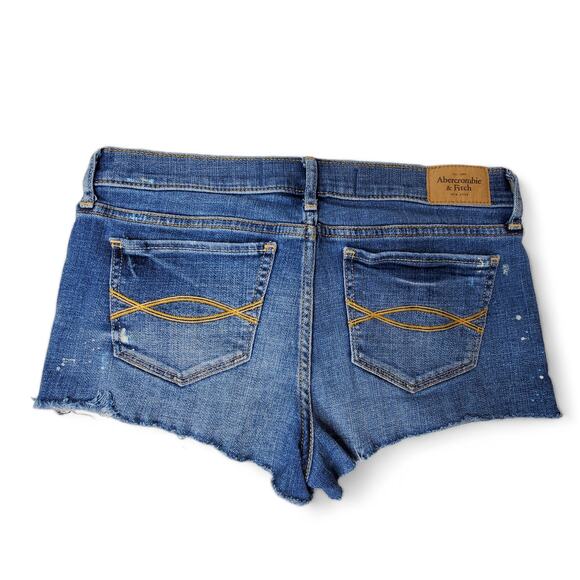 Abercrombie & Fitch Women's Paint Splatter Cutoff Shorts Size 2/26 Stretch Denim - Picture 2 of 6
